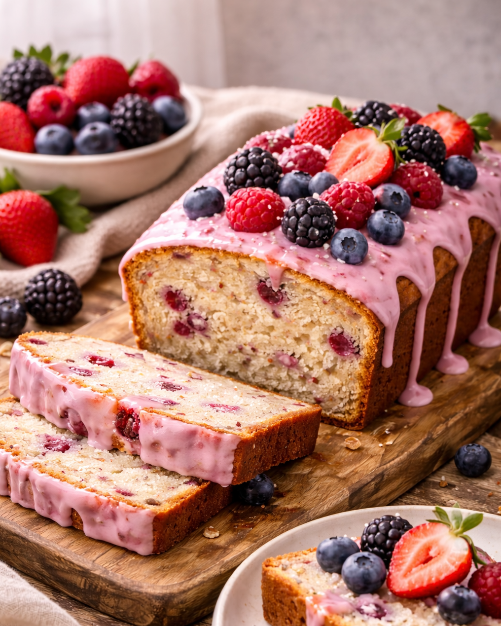 Berry Glazed Pound Cake